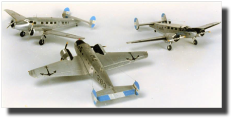 Beechcraft AT11, C-45, Lockheed 10 Electra. Scratch built in metal by Rojas Bazan. 1:40 scale models. Museo Naval de la Nación